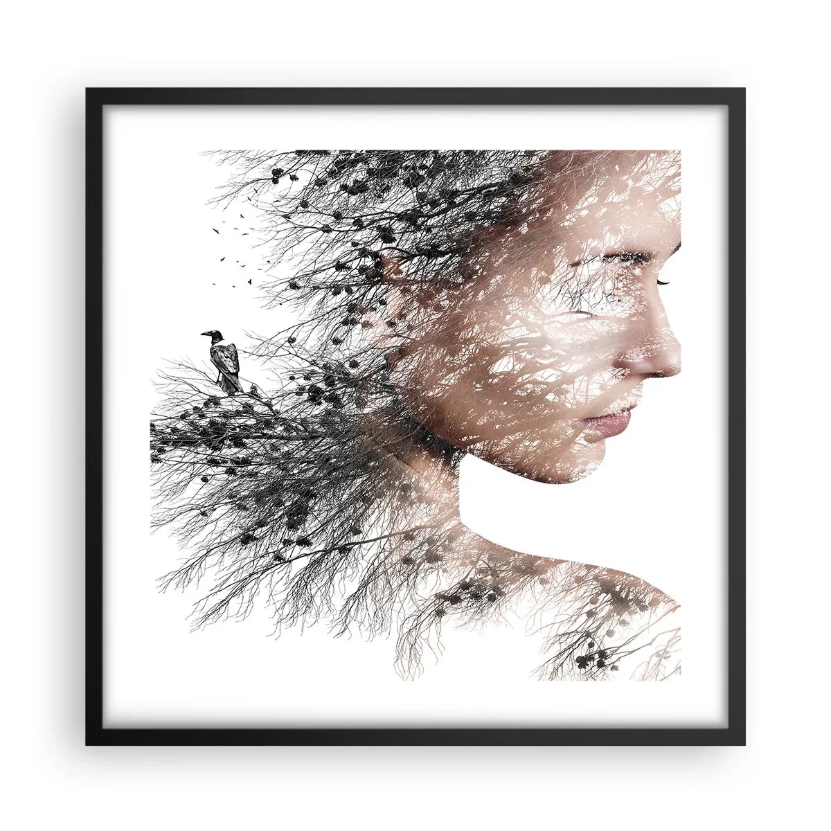 Affiche dans un cadre noir - Poster - L'âme de la forêt - 50x50 cm