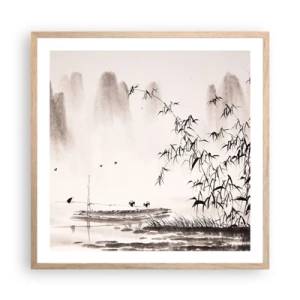 Affiche dans un chêne clair - Poster - Le silence des rizières - 60x60 cm