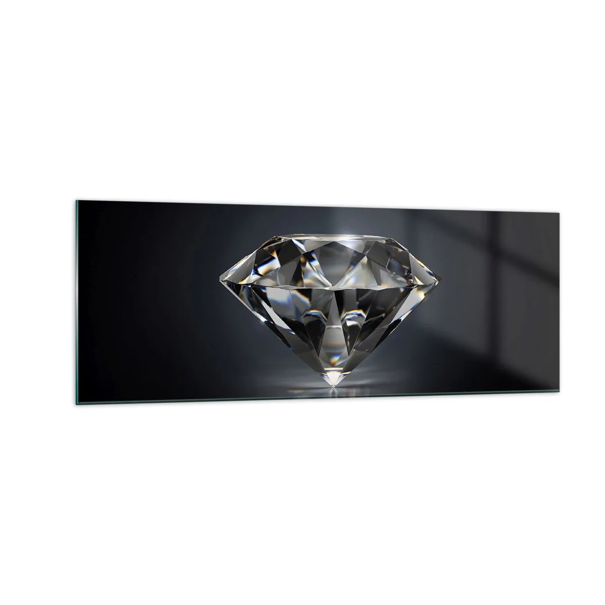 Impression sur verre - Image sur verre - Une interprétation artistique d'un diamant sur fond sombre - 140x50cm - La meilleure amie - Décoration murale moderne pour le salon et la chambre ARTTOR