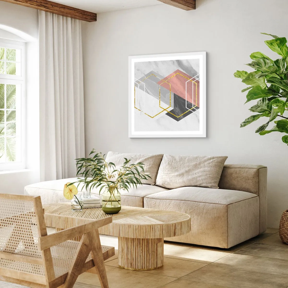 Affiche dans un cadre blanc - Poster - Composition en chaîne - 50x50 cm