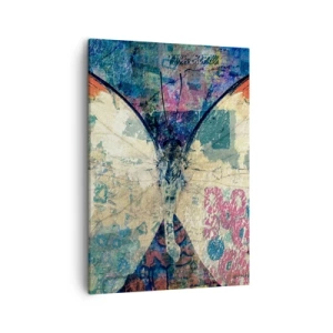 Impression sur toile - Image sur toile - Papillon sur un fond artistique abstrait avec des détails colorés - 50x70cm - Fragilité subtile - Décoration murale moderne pour le salon et la chambre ARTTOR