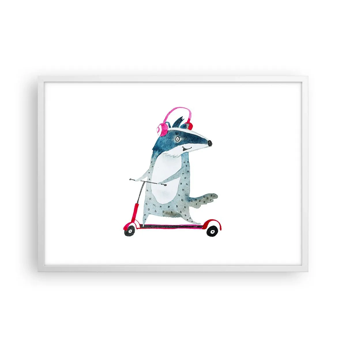 Affiche dans un cadre blanc - Poster - La joie du blaireau - 70x50 cm