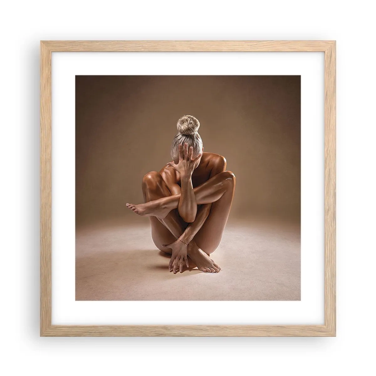 Affiche dans un chêne clair - Poster - Unité du corps et de l'âme - 40x40 cm