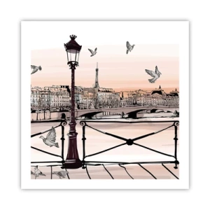 Affiche - Poster - Sur les toits de Paris - 60x60 cm