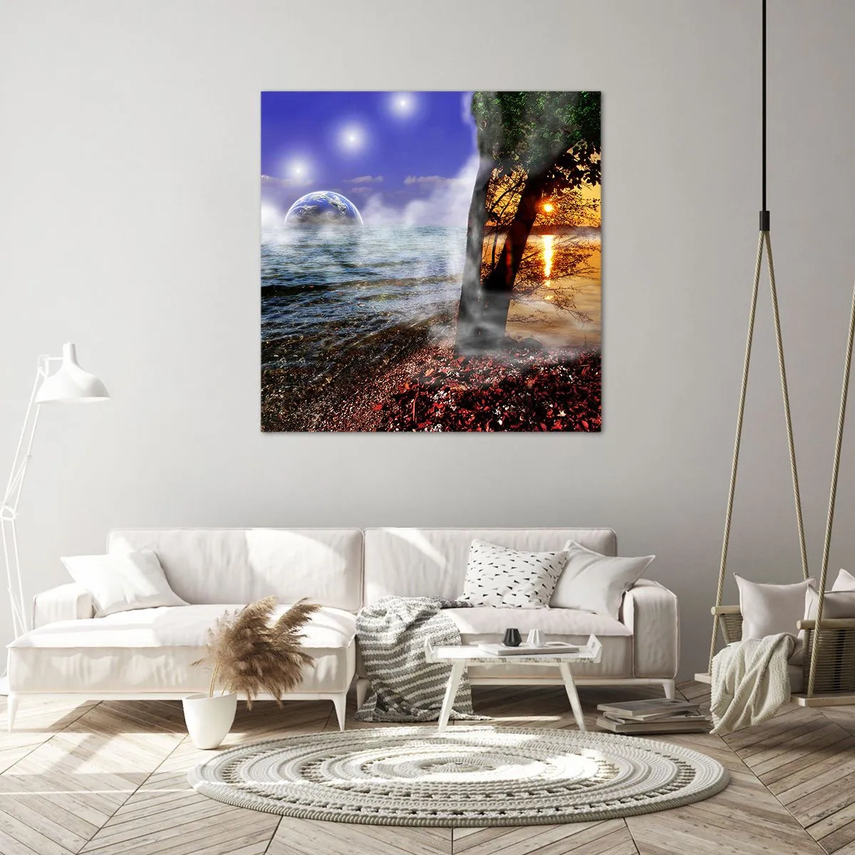 Impression sur toile - Image sur toile - Paysage surréaliste - unité de la nature - 60x60 cm