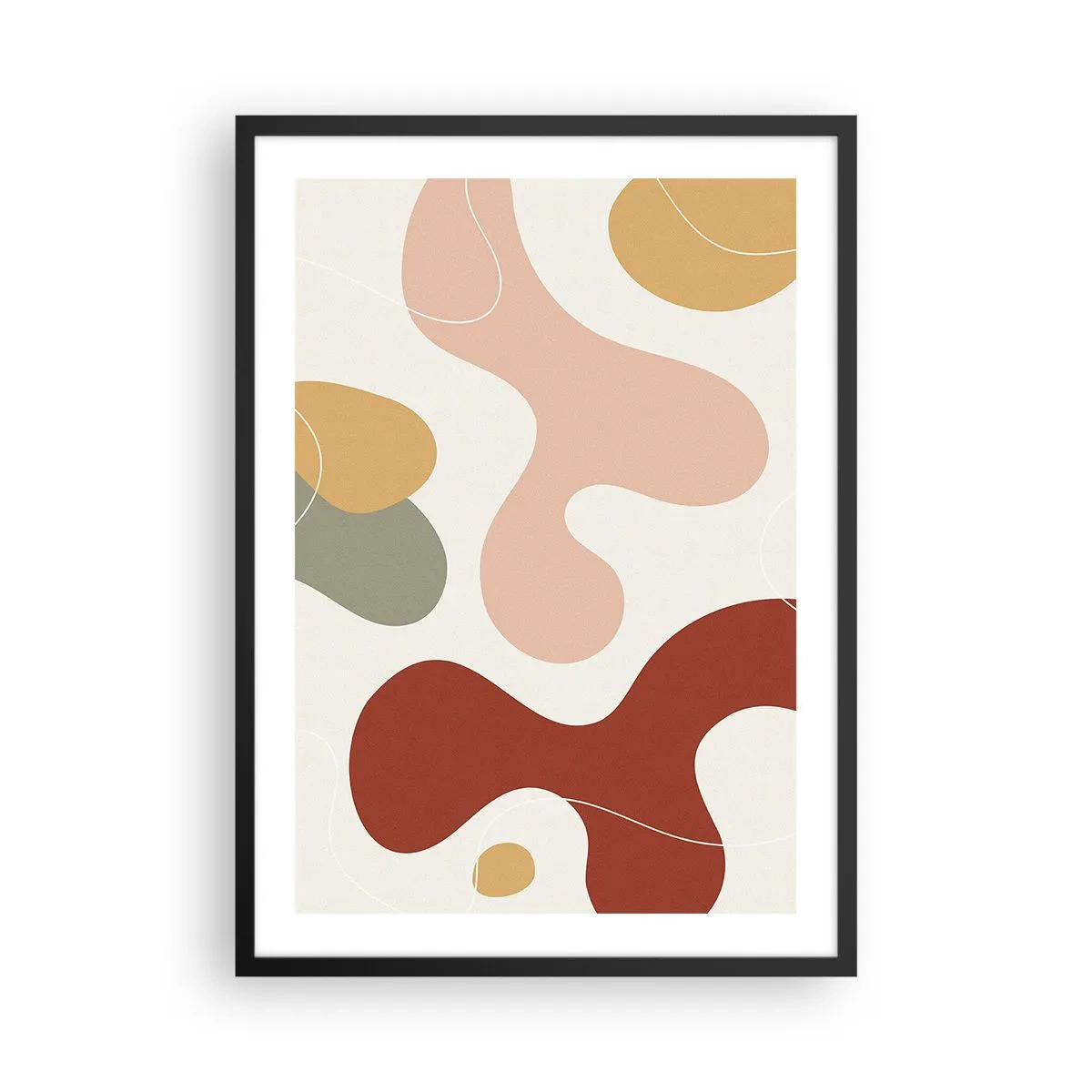 Affiche dans un cadre noir - Poster - Une composition abstraite aux tons pastel chauds. - 50x70cm - Entrelac - Décoration murale moderne pour le salon et la chambre ARTTOR