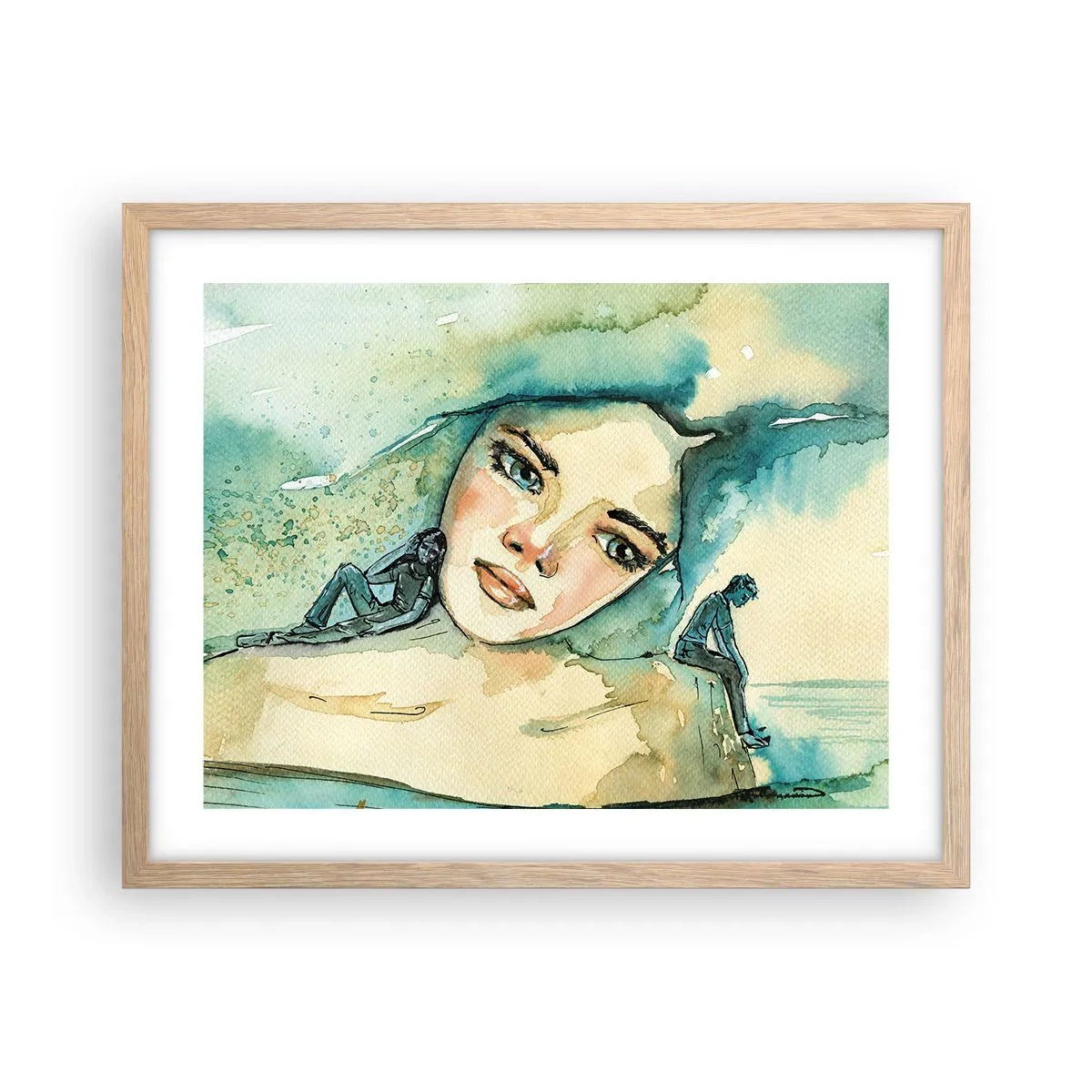 Affiche dans un chêne clair - Poster - Suis-je bleu? - 50x40 cm