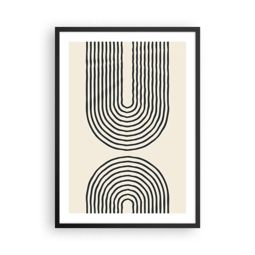 Affiche dans un cadre noir - Poster - Un motif abstrait avec des lignes formant des arcs symétriques dans un style minimaliste. - 50x70cm - Dans un instant... - Décoration murale moderne pour le salon et la chambre ARTTOR