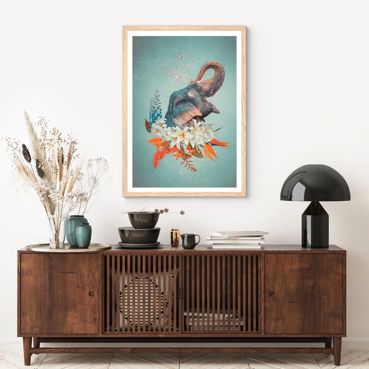 Affiche dans un chêne clair - Poster - Un rugissement de joie - 30x40 cm