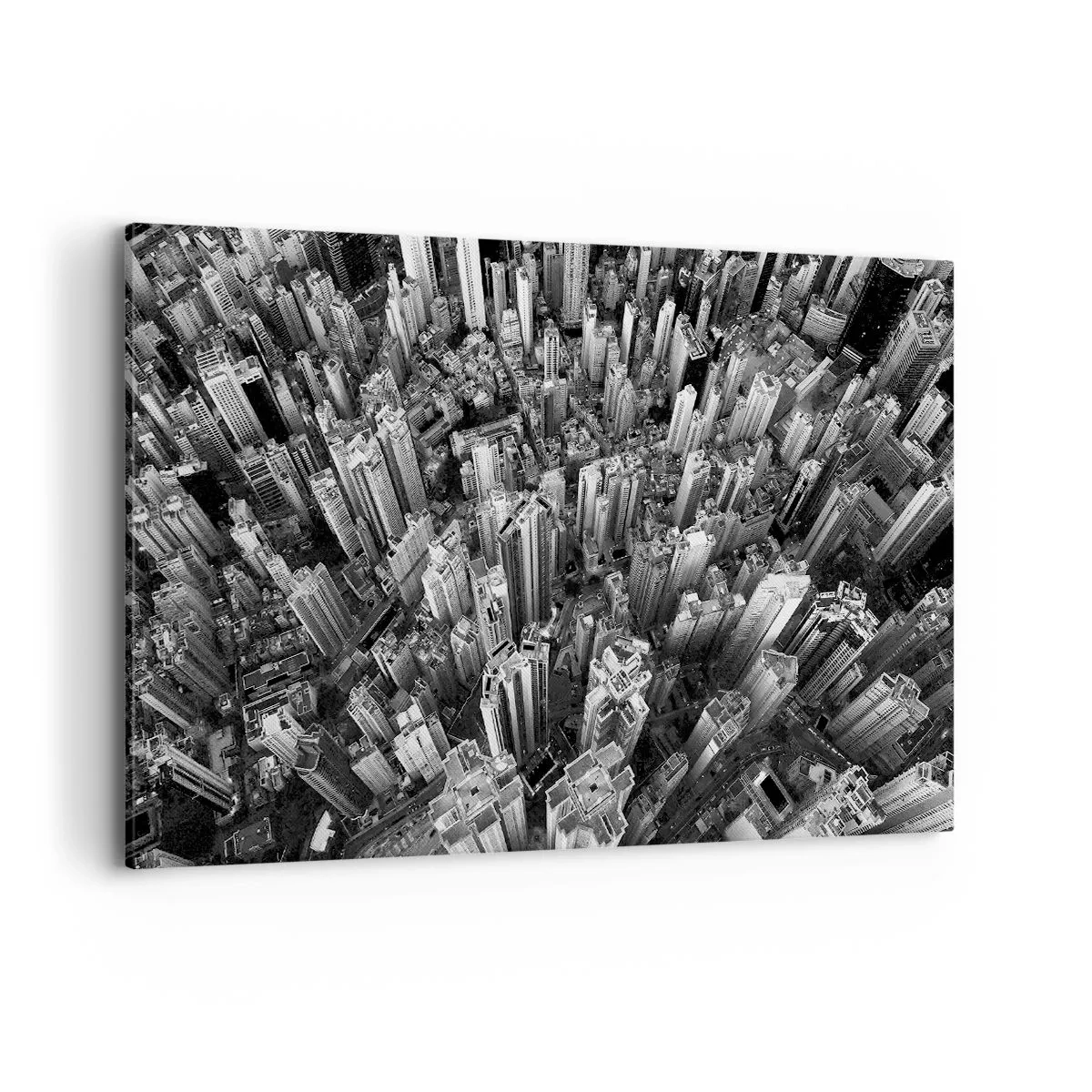 Impression sur toile - Image sur toile - Vue aérienne de la ville en noir et blanc - 120x80cm - Toujours de plus en plus haut - Décoration murale moderne pour le salon et la chambre ARTTOR