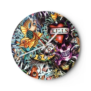 Horloge murale - Pendule murale - Le rêve du tatoueur - 40x40 cm