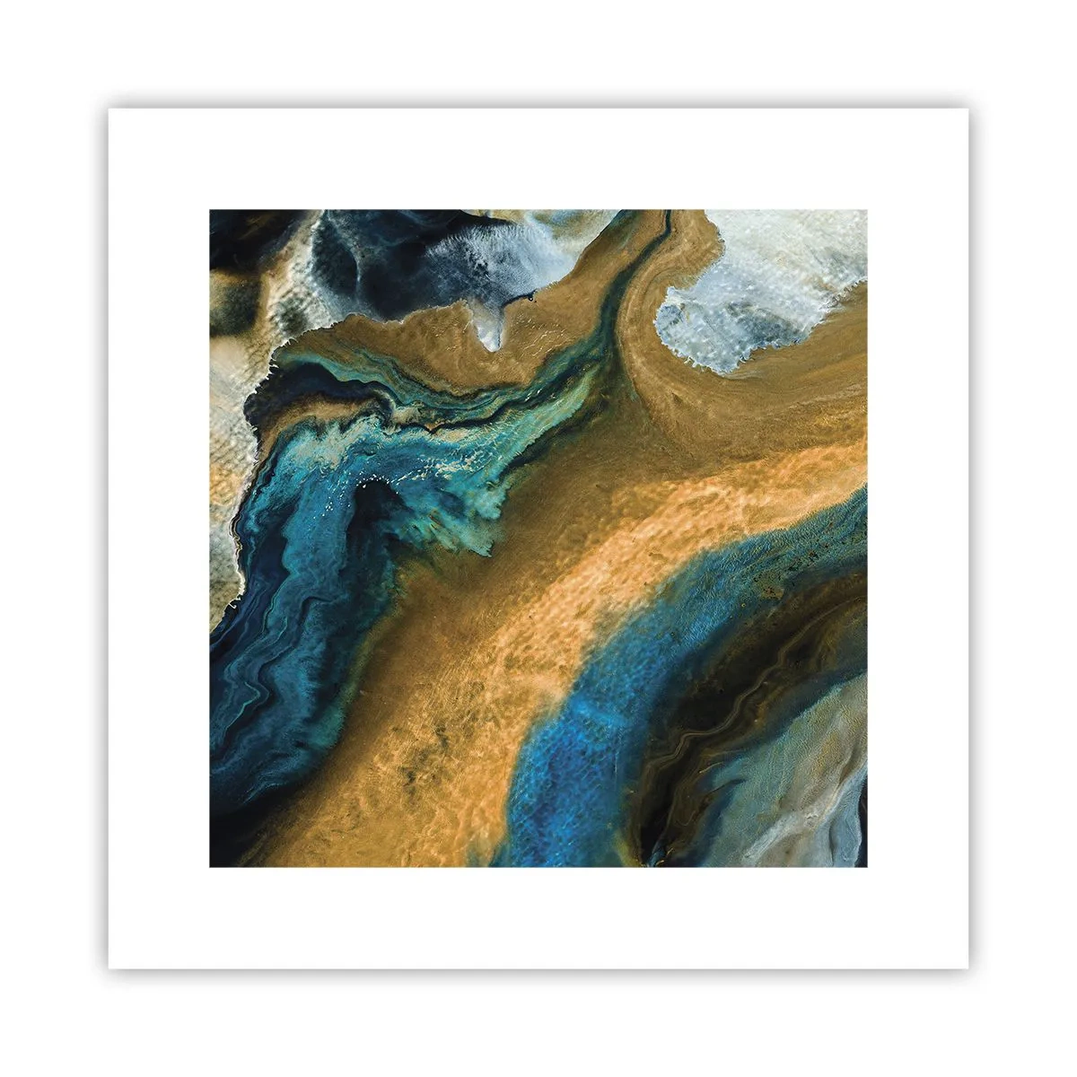 Affiche - Poster - Bleu - jaune - influences mutuelles - 30x30 cm