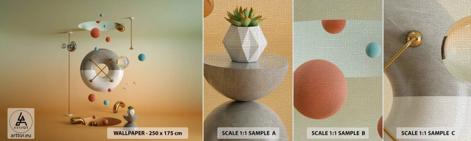 Échantillon de Papier Peint Premium Canvas - Tout peut arriver - Abstraction, Surréalisme, 3D - 100x30 cm