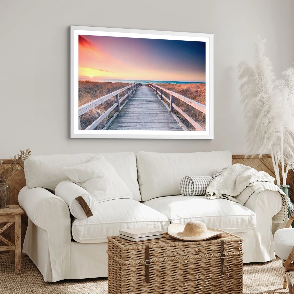 Affiche dans un cadre blanc - Poster - Aurore baltique du soir - 40x30 cm