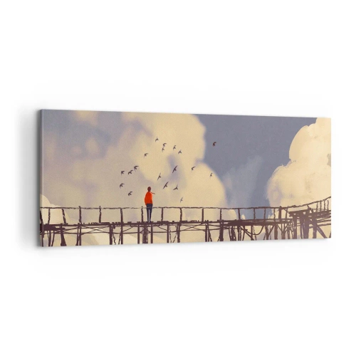 Impression sur toile - Image sur toile - Bleu nostalgie - 100x40 cm