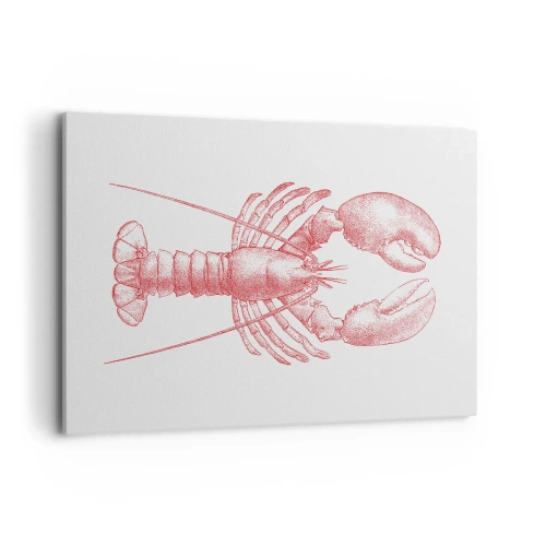Impression sur toile - Image sur toile - Dessin d'un homard dans une teinte rouge - 120x80cm - Un homard digne d'Homère - Décoration murale moderne pour le salon et la chambre ARTTOR