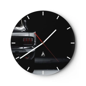 Horloge murale - Pendule murale - L'arrière d'une voiture classique en noir et argent élégant - 30x30cm - Le charme du classique - Décoration murale moderne pour le salon, la cuisine et la chambre ARTTOR