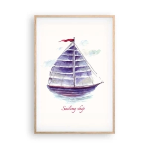Affiche dans un chêne clair - Poster - Plein de voiles et d’eau calme - 61x91 cm