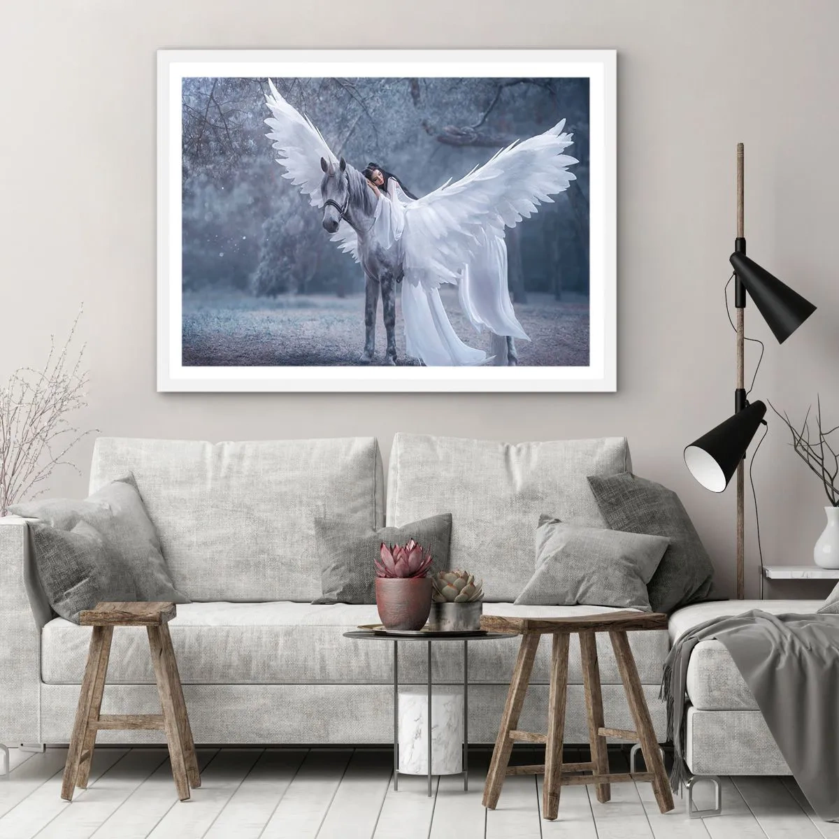 Affiche dans un cadre blanc - Poster - Un moment inspiré - 91x61 cm