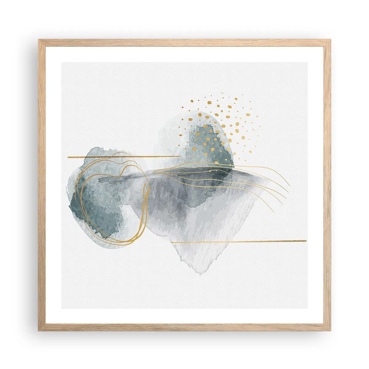 Affiche dans un chêne clair - Poster - À propos de la relation entre le gris et l'or - 60x60 cm