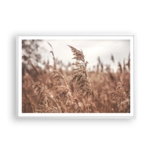 Affiche dans un cadre blanc - Poster - C'est déjà l'automne dans les champs - 100x70 cm