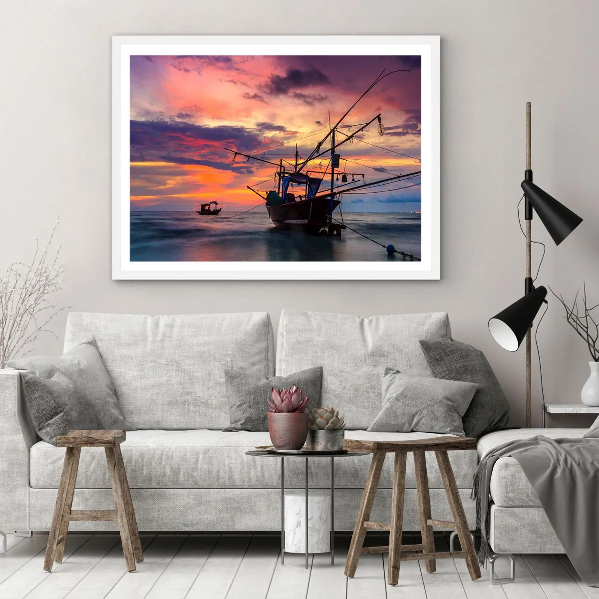 Affiche dans un cadre blanc - Poster - Soirée exotique - 91x61 cm