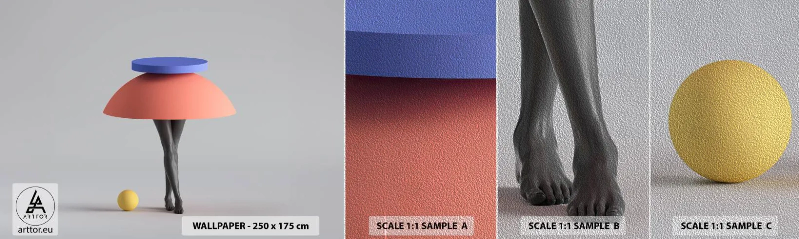 Échantillon de Papier Peint Premium Sand - Composition surréaliste - 3D, Jambes, Formes - 100x30 cm