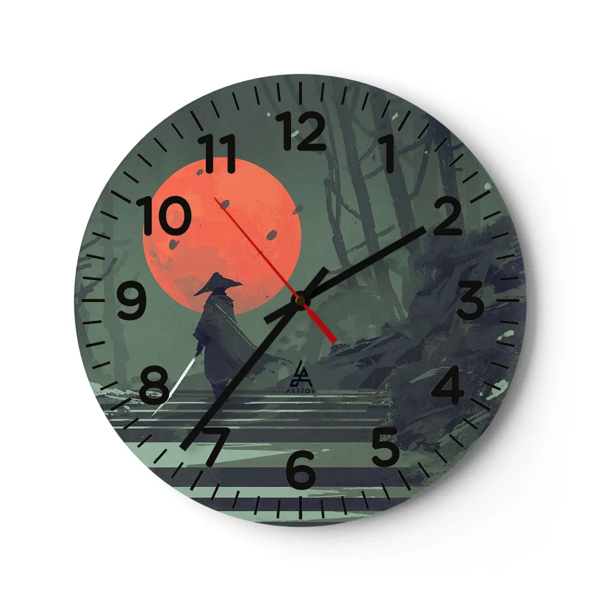 Horloge murale - Pendule murale - Guerrier de la lune rouge - 40x40 cm