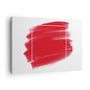 Impression sur toile - Image sur toile - Coup de pinceau rouge avec bordure blanche - 70x50cm - En dehors du cadre - Décoration murale moderne pour le salon et la chambre ARTTOR