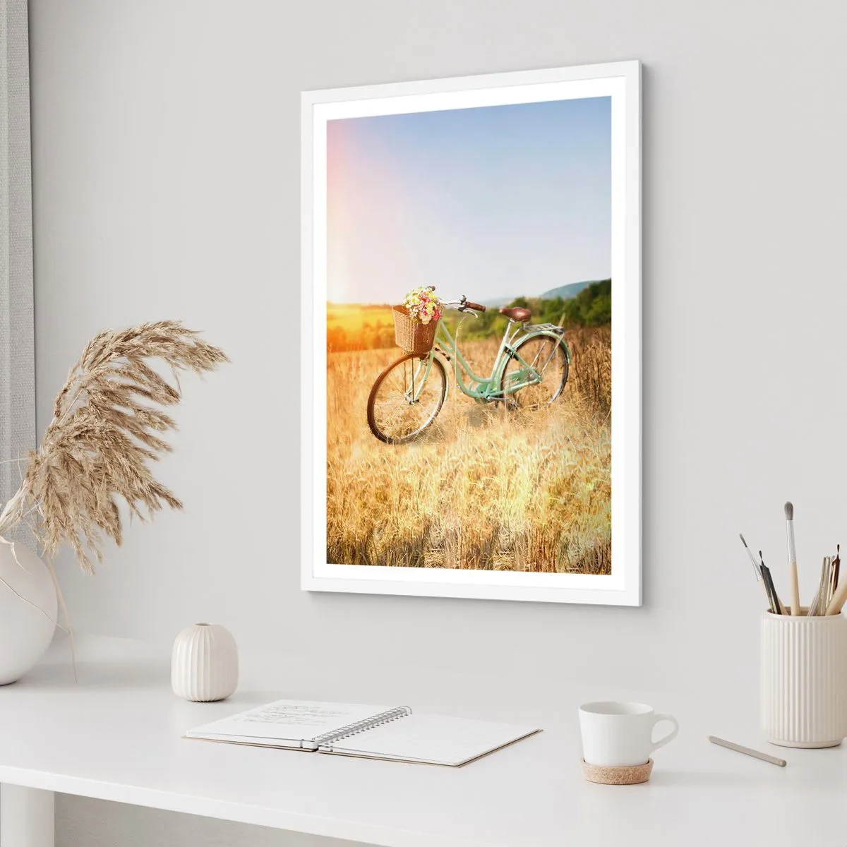 Affiche dans un cadre blanc - Poster - Je vais rester un petit moment - 61x91 cm