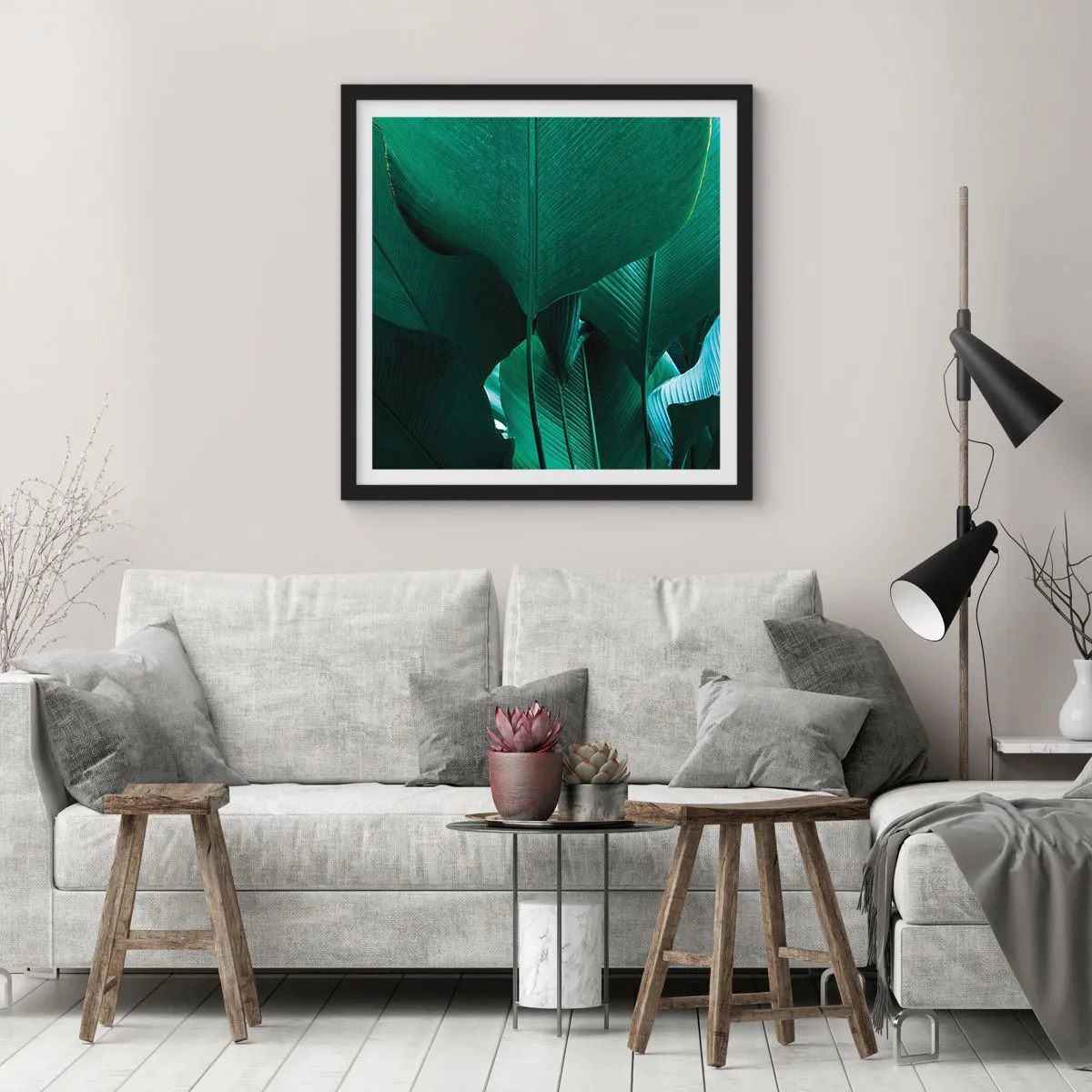 Affiche dans un cadre noir - Poster - Tourné vers la lumière - 50x50 cm