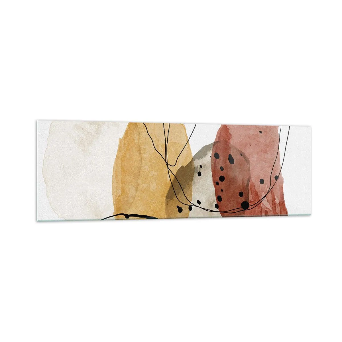 Impression sur verre - Image sur verre - Taches abstraites dans les tons beige, jaune et rouge - 160x50cm - Léger et transparent comme l'air - Décoration murale moderne pour le salon et la chambre ARTTOR