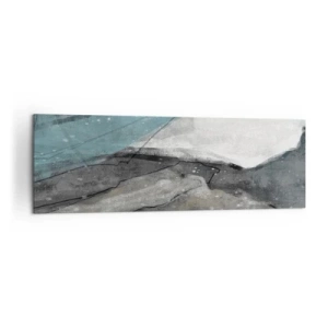 Impression sur toile - Image sur toile - Composition abstraite dans les tons de gris et de bleu - 160x50cm - Résumé : roches et glace - Décoration murale moderne pour le salon et la chambre ARTTOR