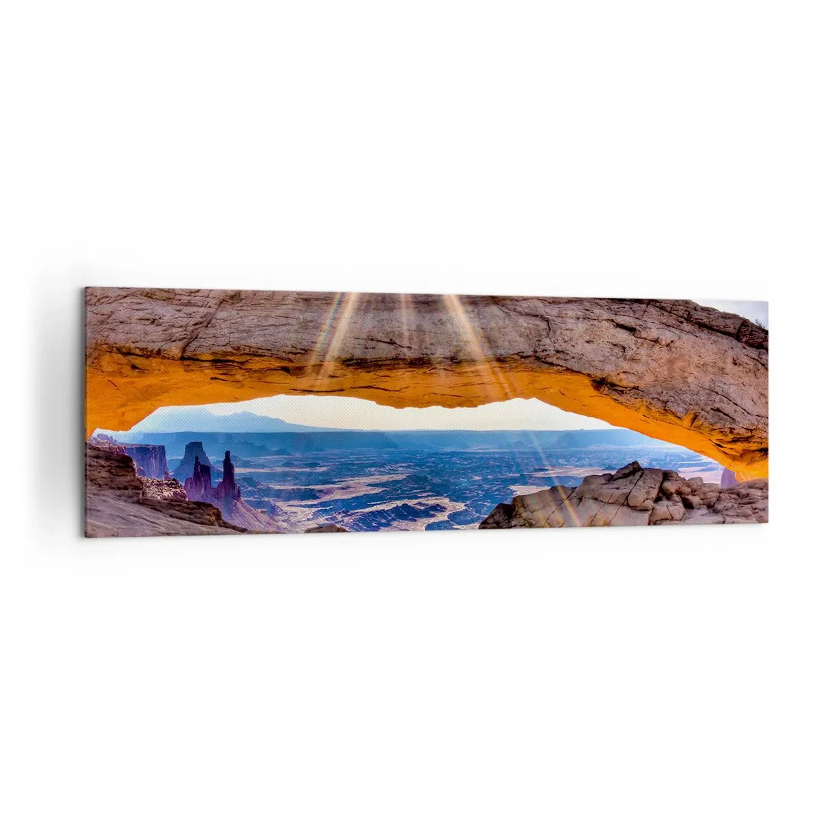 Impression sur toile - Image sur toile - Arche rocheuse surplombant le canyon au lever du soleil - 160x50cm - Par la porte rocheuse - Décoration murale moderne pour le salon et la chambre ARTTOR