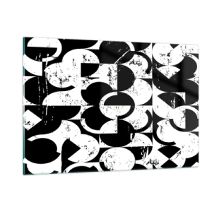 Impression sur verre - Image sur verre - Motif géométrique aux formes contrastées en noir et blanc - 120x80cm - Le blanc est blanc et le noir est noir - Décoration murale moderne pour le salon et la chambre ARTTOR