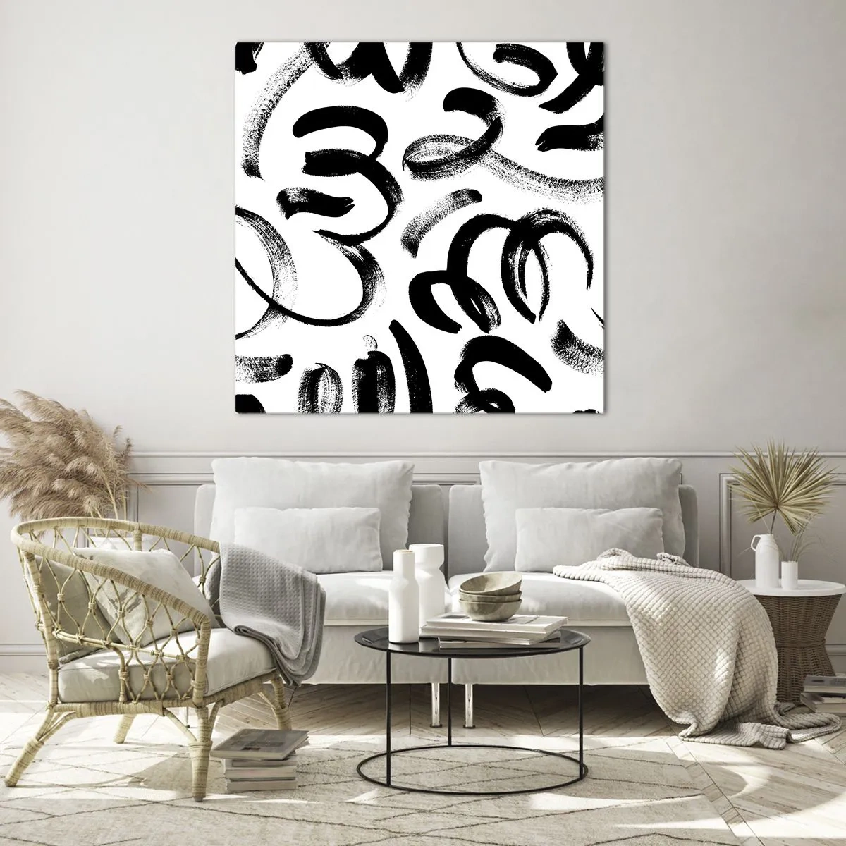 Impression sur verre - Image sur verre - Noir sur blanc - 30x30 cm