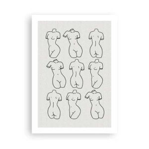 Affiche - Poster - Une illustration minimaliste de silhouettes féminines aux contours noirs. - 50x70cm - Seulement Vénus - Décoration murale moderne pour le salon et la chambre ARTTOR