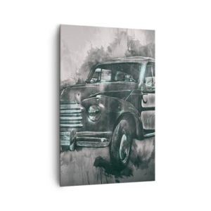 Impression sur toile - Image sur toile - Une voiture rétro classique avec un décor artistique - 80x120cm - Ancêtre respecté - Décoration murale moderne pour le salon et la chambre ARTTOR
