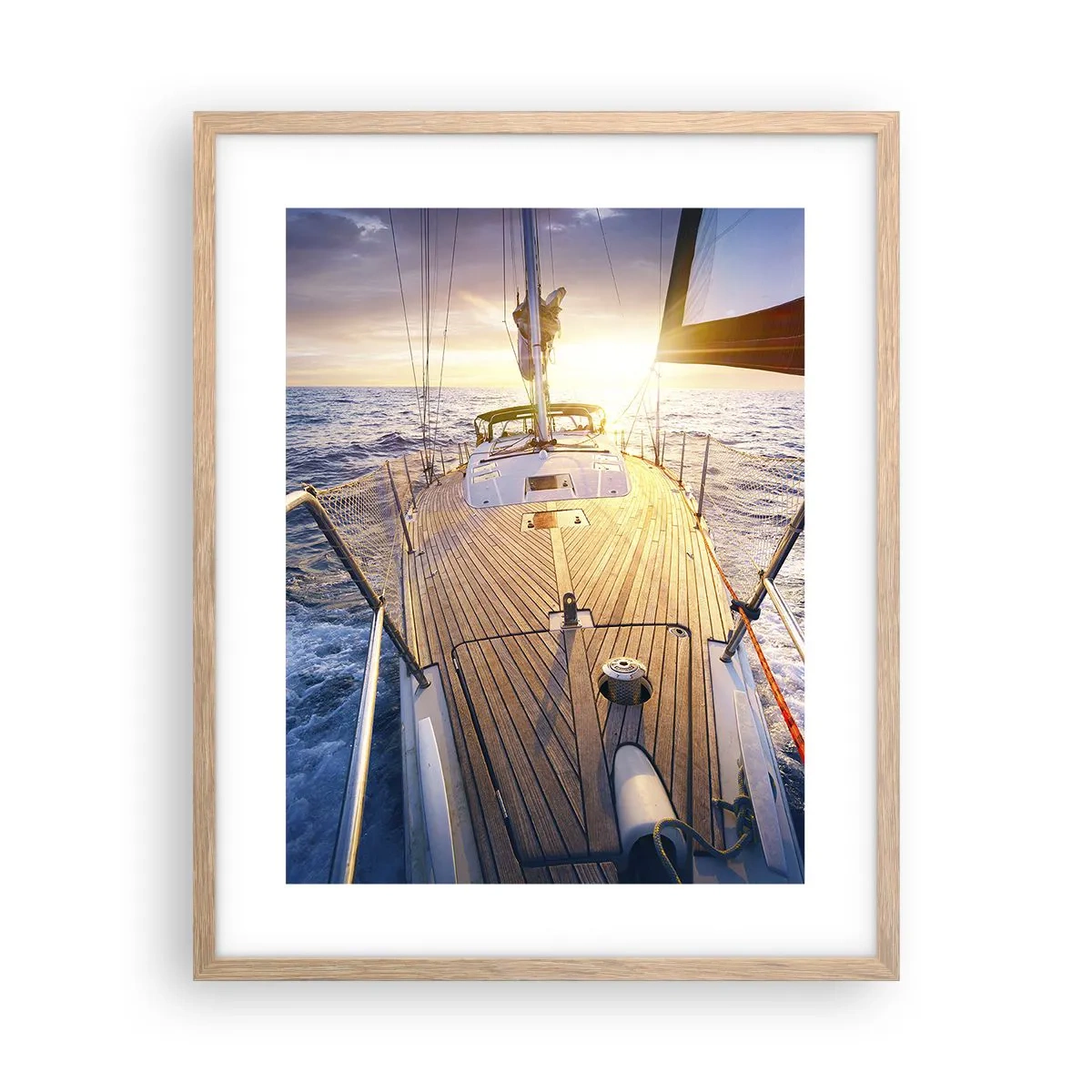 Affiche dans un chêne clair - Poster - Courir sur les vagues - 40x50 cm