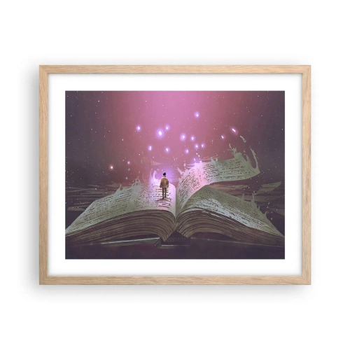 Affiche dans un chêne clair - Poster - Invitation à un autre monde - lisez ! - 50x40 cm