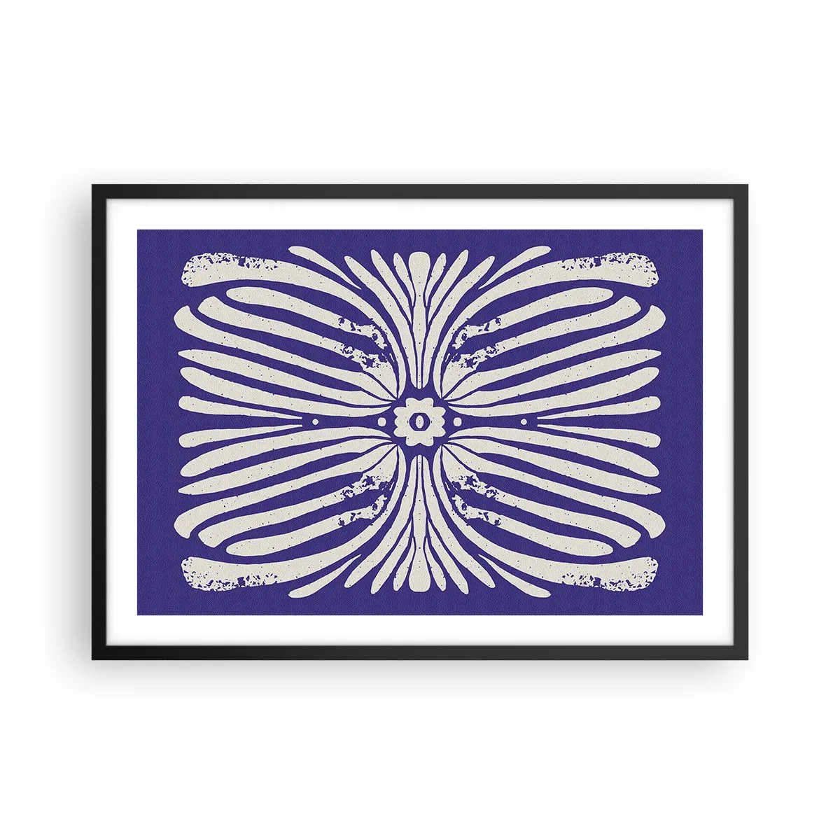 Affiche dans un cadre noir - Poster - Motif ethnique dans les tons violet et blanc - 70x50cm - Inspirations ethniques - Décoration murale moderne pour le salon et la chambre ARTTOR