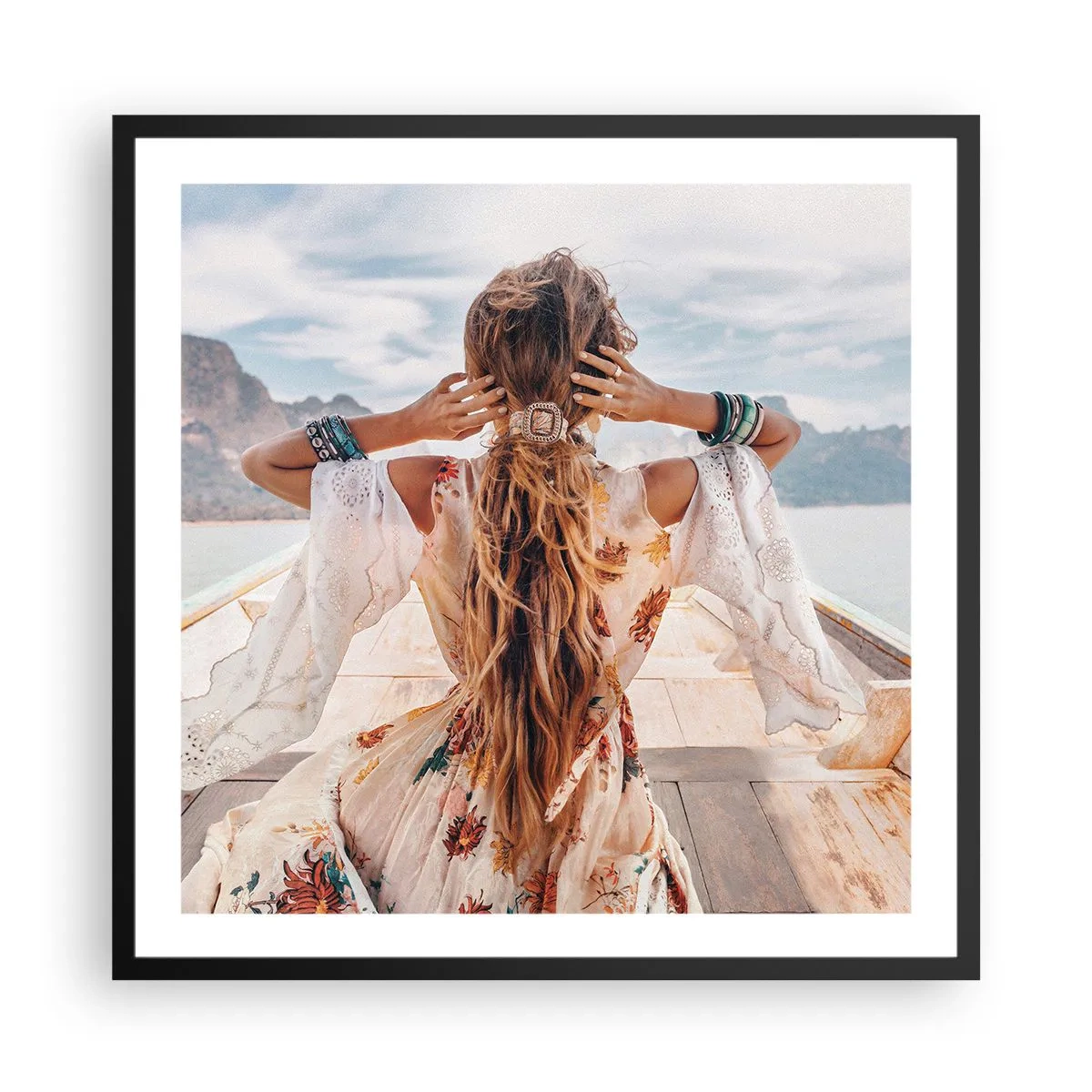 Affiche dans un cadre noir - Poster - En route vers le bonheur - 60x60 cm