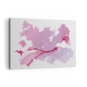 Impression sur toile - Image sur toile - Carte du monde abstraite dans les tons de rose - 100x70cm - Carte du monde rose - Décoration murale moderne pour le salon et la chambre ARTTOR