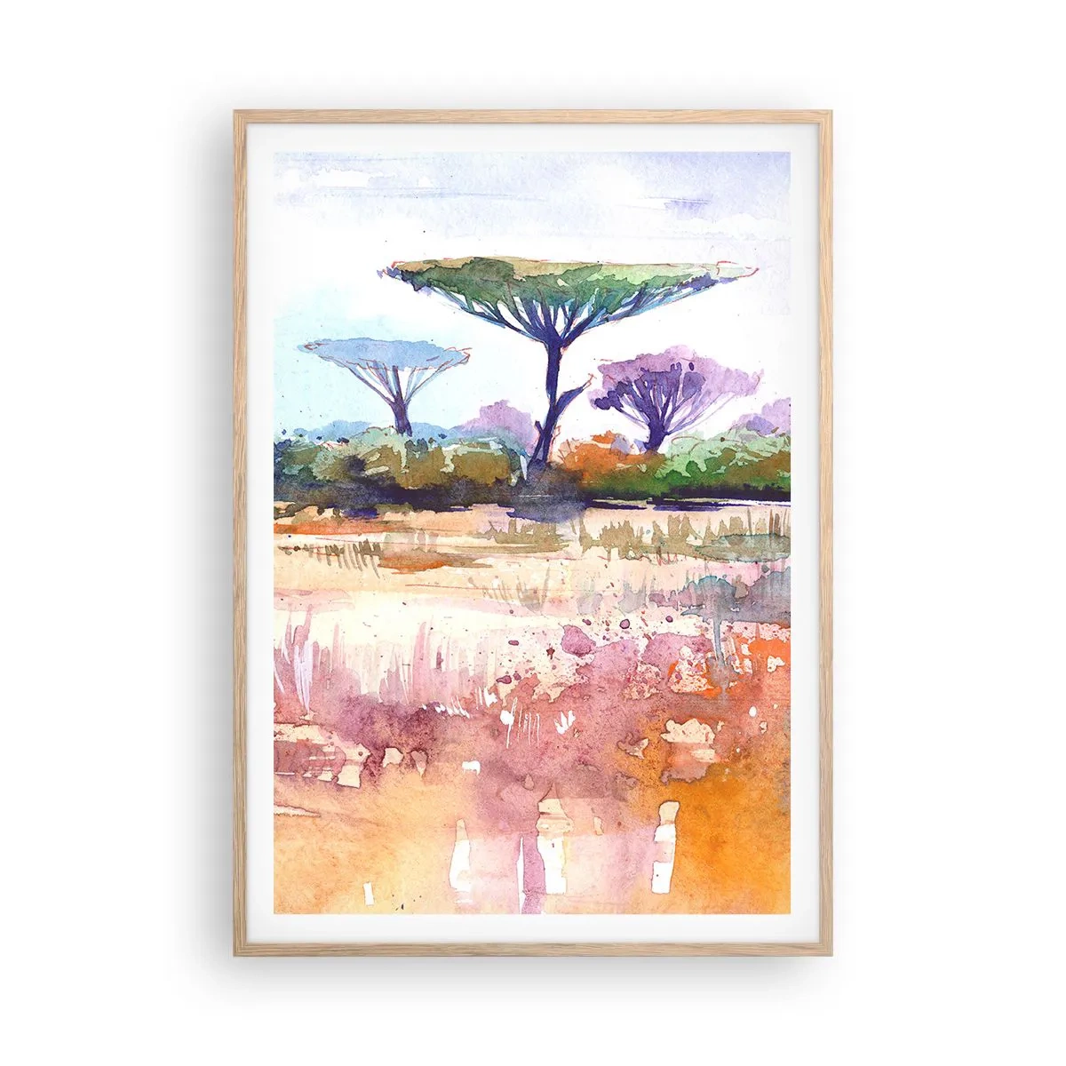 Affiche dans un chêne clair - Poster - Couleurs de savane - 70x100 cm