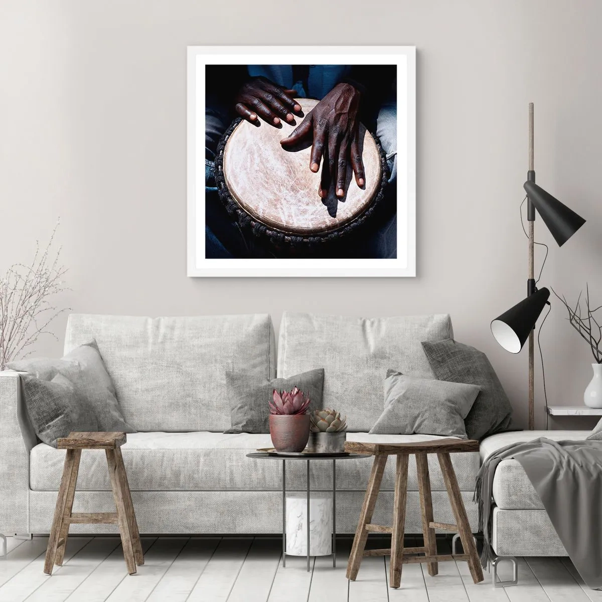 Affiche dans un cadre blanc - Poster - Vis à son rythme - 60x60 cm