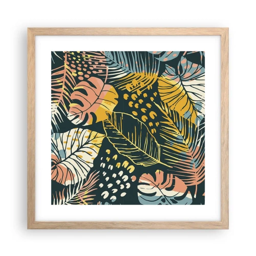 Affiche dans un chêne clair - Poster - Fantaisie feuillue - 40x40 cm