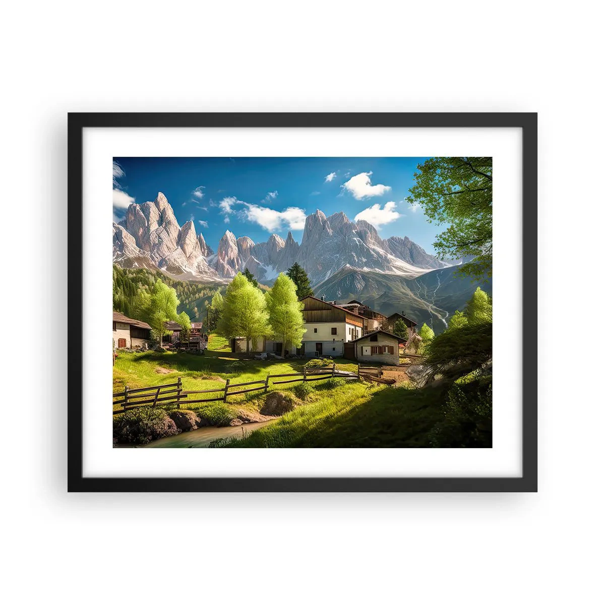 Affiche dans un cadre noir - Poster - Idylle alpine - 50x40 cm