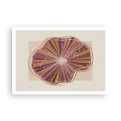 Affiche - Poster - Motif abstrait de tranches d'arbre dans des tons roses - 100x70cm - Abstraction rayonnante - Décoration murale moderne pour le salon et la chambre ARTTOR