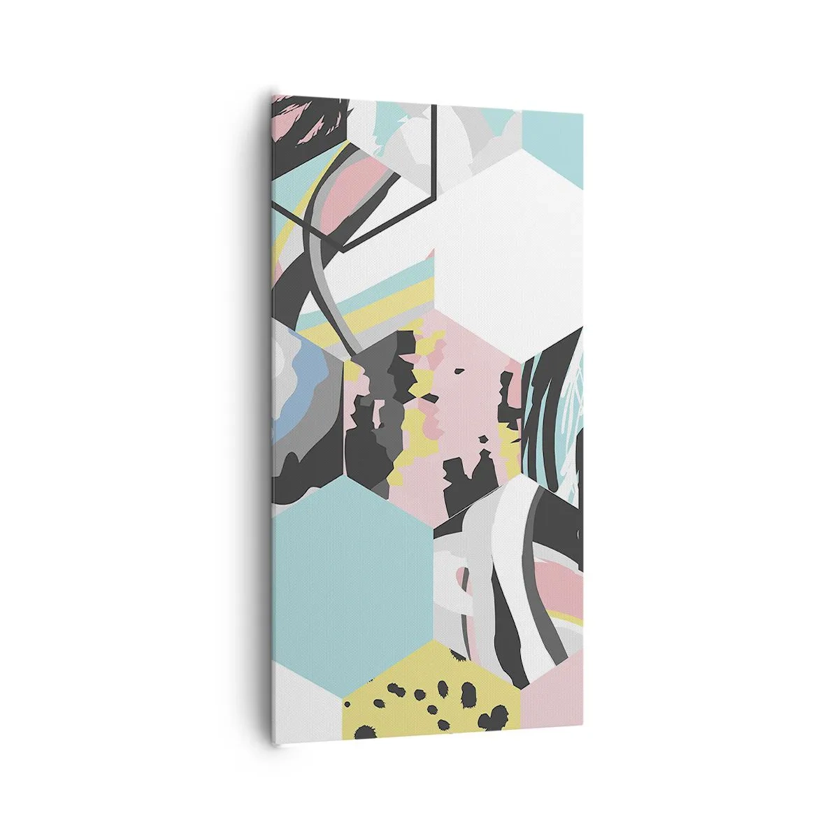 Impression sur toile - Image sur toile - Hexagones et cubes en six couleurs - 65x120 cm
