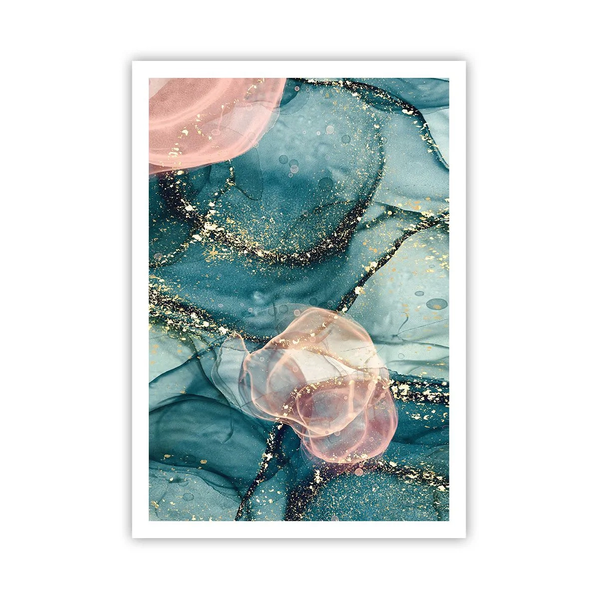 Affiche - Poster - Soie bleu, tulle rose - 70x100 cm